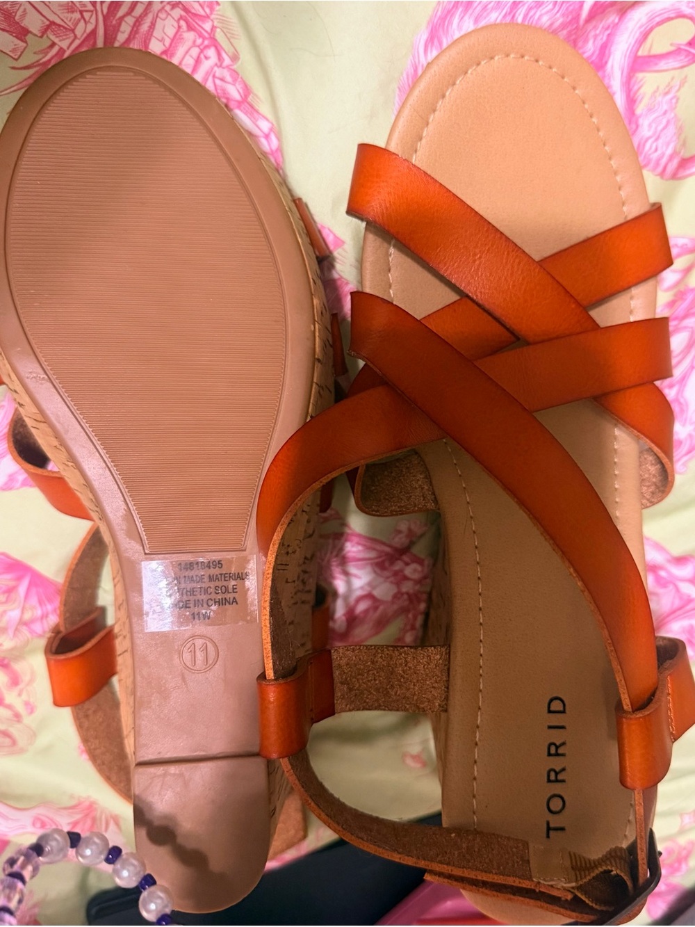 torrid Orange Crisscross Cork Wedge Sandals